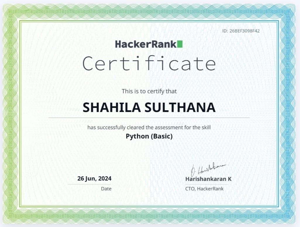 Hackerrank Python Certification
